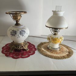 Vintage Milk Glass Parlor Lamps (working)
