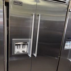 Viking 48” Stainless Steel Side By Side Built In Refrigerator 
