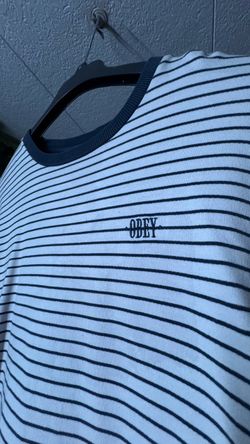 Obey Striped Crewneck T-Shirt LARGE
