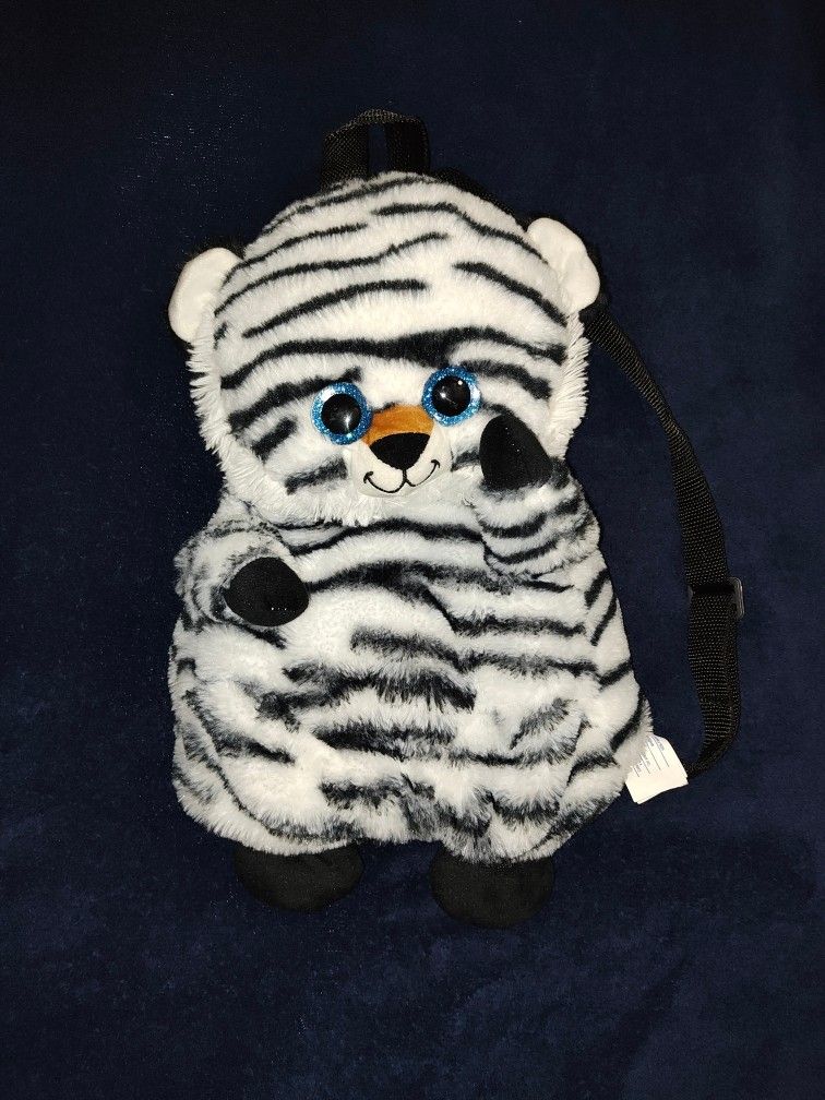 White Tiger Plush Backpack