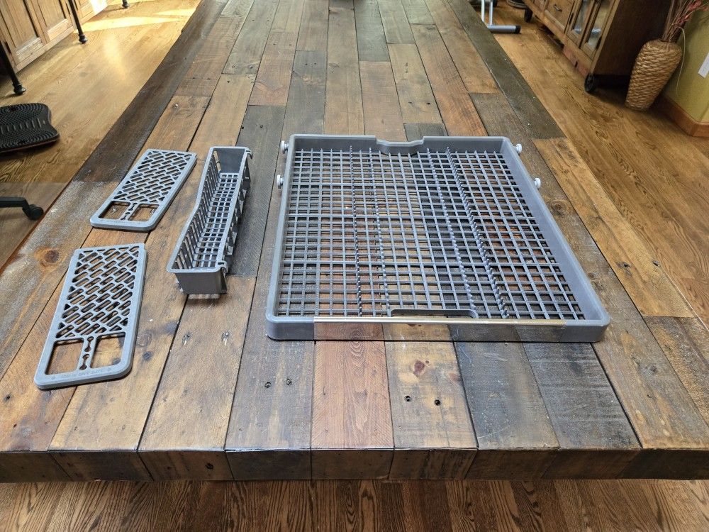 KitchenAid Third Level Dishrack, Silverware Basket, & 2 Lids