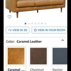 (Sofa.) Amazon Brand - Rivet Revolve Modern Sofa Couch, 80"W, Caramel Leather