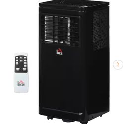 8,000 BTU Portable Air Conditioner Cools 170 Sq. Ft. with Dehumidifier, Fan, Remote and Wheels in Black