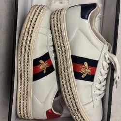 Gucci Ace Leather Platform Trainers 