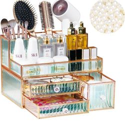 Hair Tool Organizer,Makeup Organizer for Vanity,Tempered Glass Hair Dryer and Styling Holder,Bathroom Organizer.