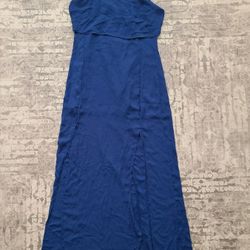 Royal Blue Evening Gown with Beaded Neckline, Size S