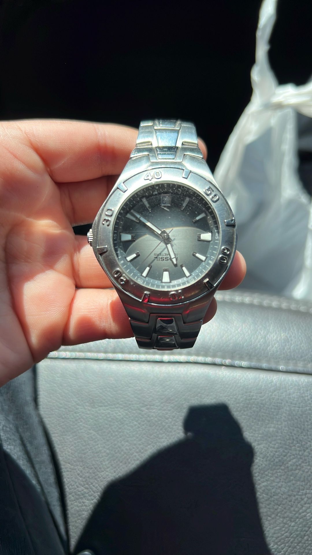 Silver Fossil Watch