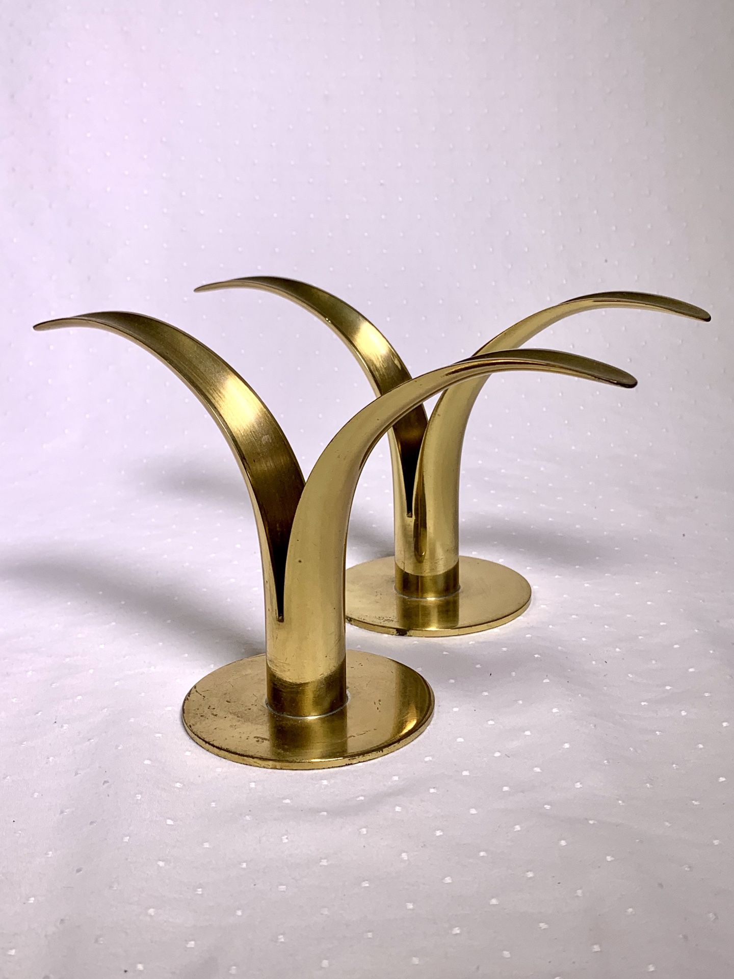 Terrific Mid Century Vintage Brass Ystad Candle Holders - MCM Made In Sweden