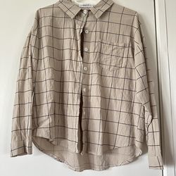 Grid print button down shirt