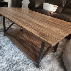 Brown Coffee Table with Bottom Shelf



