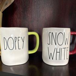 Snow White And Dopey the dwarf Rae Dunn Mugs 