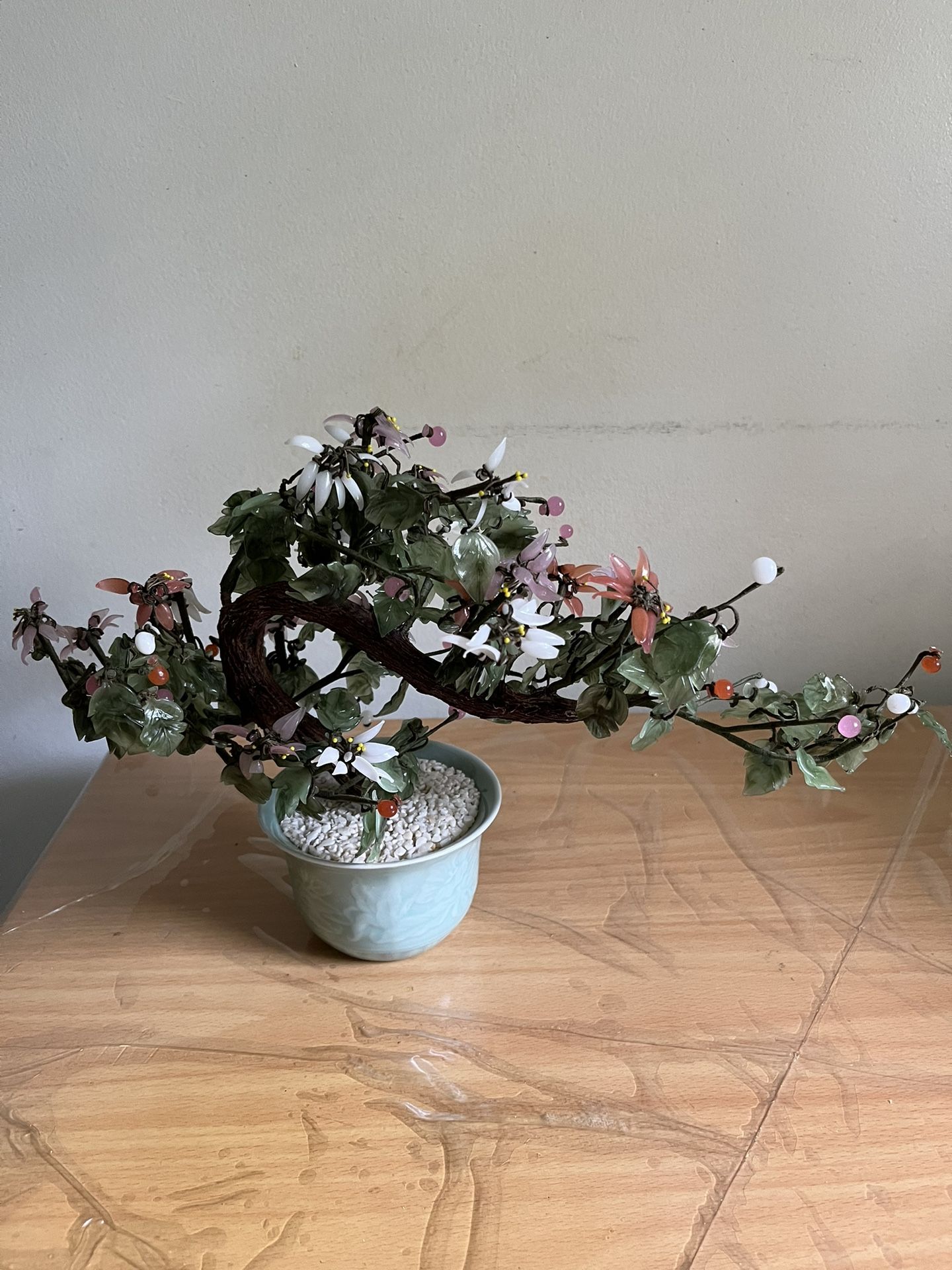 BEAUTIFUL ORIENTAL BONSAI GLASS FLOWER TREE