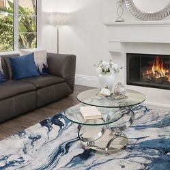 Orren Ellis Swivel Glass Coffee Table – Modern Chrome Designer Table