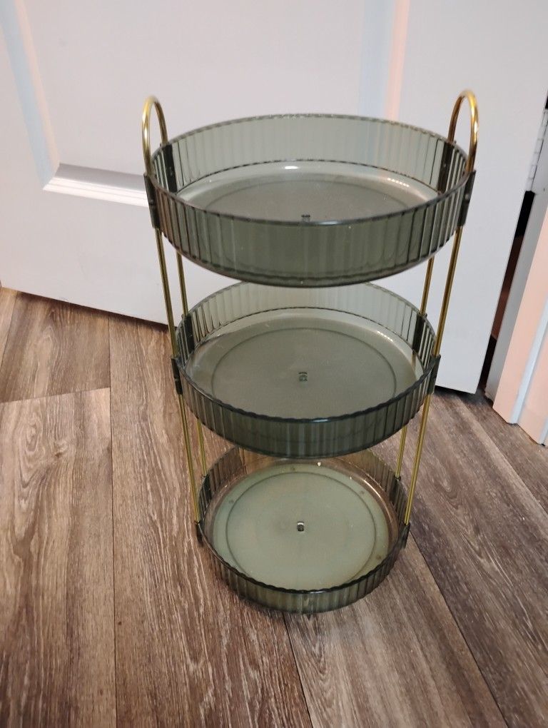 3 Tier Makeup Organizer Rack, Bathroom Counter Organizer 360 Degree Rotation Space Saving Cosmetic Countertop Organizer for Bathroom (Green) 17"HX9"D