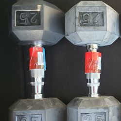 50lbs Hex RUBBER DUMBBELLS Weights BRAND NEW