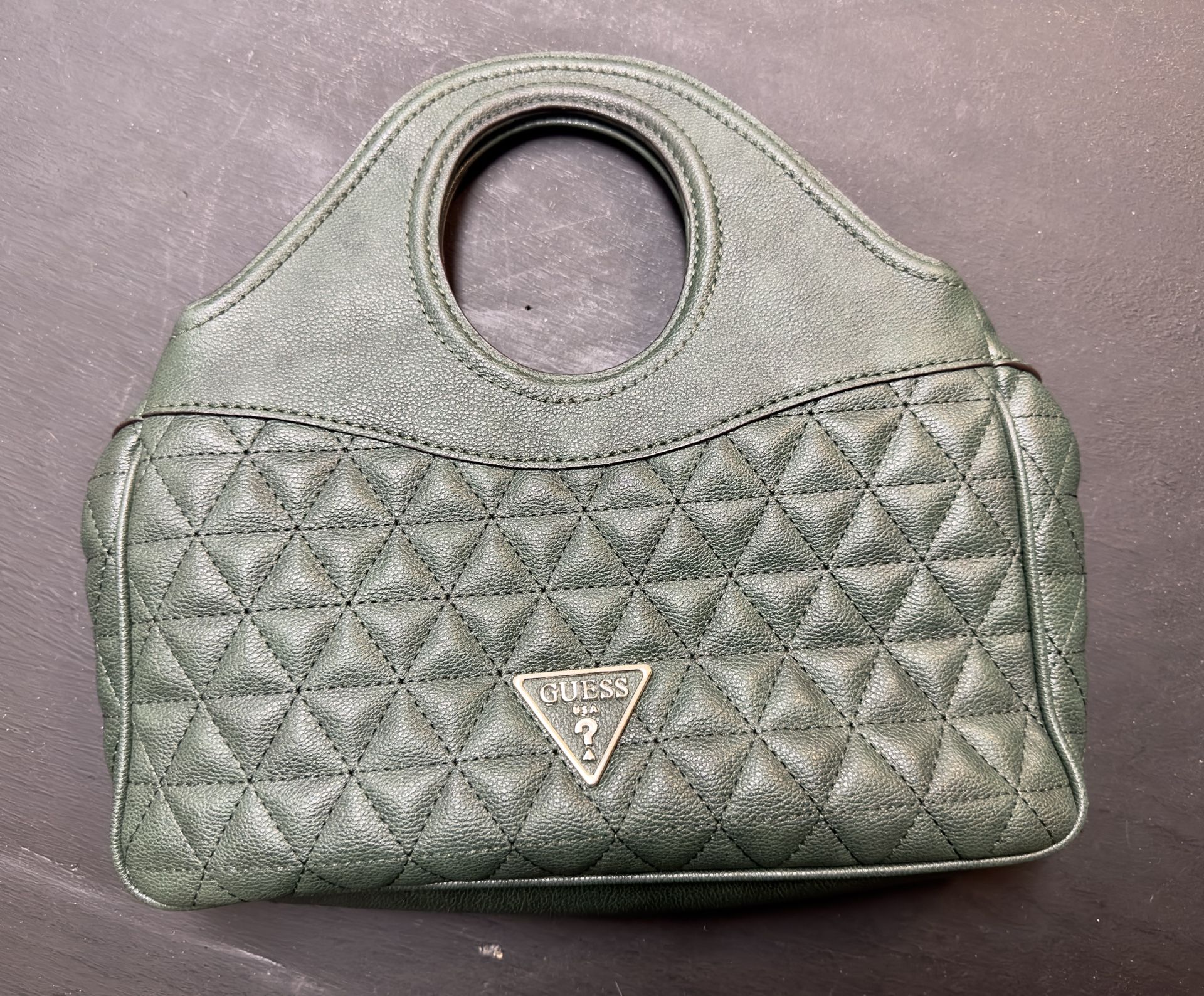 GUESS Emerald Green Quilted Handbag Like New for Sale in