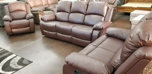 3pc bonded leather reclining set