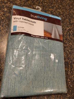 True Living 52x70" Vinyl Tablecloth teal, new in package