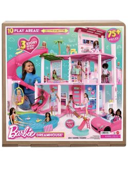 Barbie Dreamhouse Pool Party Doll House With 75+ Pc 3 Story Slide: Adult Assembly Fits 12 Inch Dolls