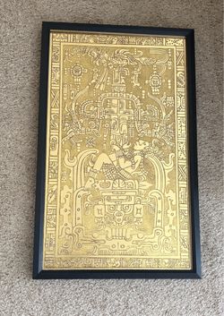 Awesome Custom Framed Reproduction of the Mayan Lid of Pakal (the Sarcophagus Lid of K’inich Janaab’ Pakal), one of the most famous carvings in Maya a
