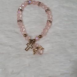 Glass Beaded Stretch Bracelets With Charms, NWOT 