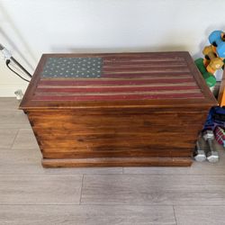American Flag Wooden Chest