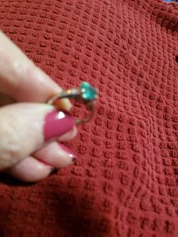 Green Tourmaline and Diamond Chip White Gold Ring