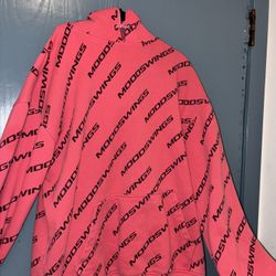 Moodswings Pink/Red & Black Allover Logo Hoodie - Excellent Condition