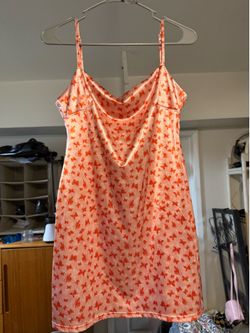 Pink and red silk dress
