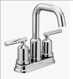 Moen Gibson Two-Handle Centerset High Arc Modern Bathroom Faucet with Drain Assembly, Chrome, 6150