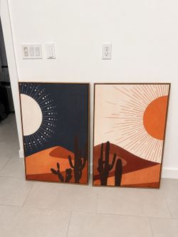 Desert Cactus Canvas Wall Art Set of 2