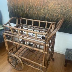 Vintage Mid century Bar Car Bamboo 