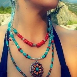 Turquoise And Silver Beaded Necklaces