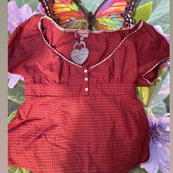 Red plaid babydoll top