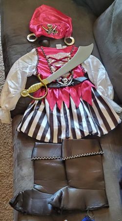 Little Pirate With Shoe Covers,sword,bandana, Eye Patch Costume