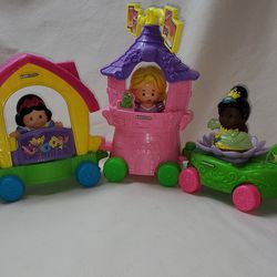 Set Of 5 Little People Disney Princess Parade Float Train Cars FAST SHIP!