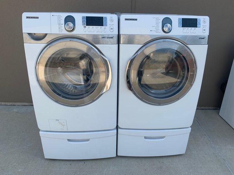 SAMSUNG FRONT LOAD WASHER AND ELECTRIC DRYER SET WITH STEAM