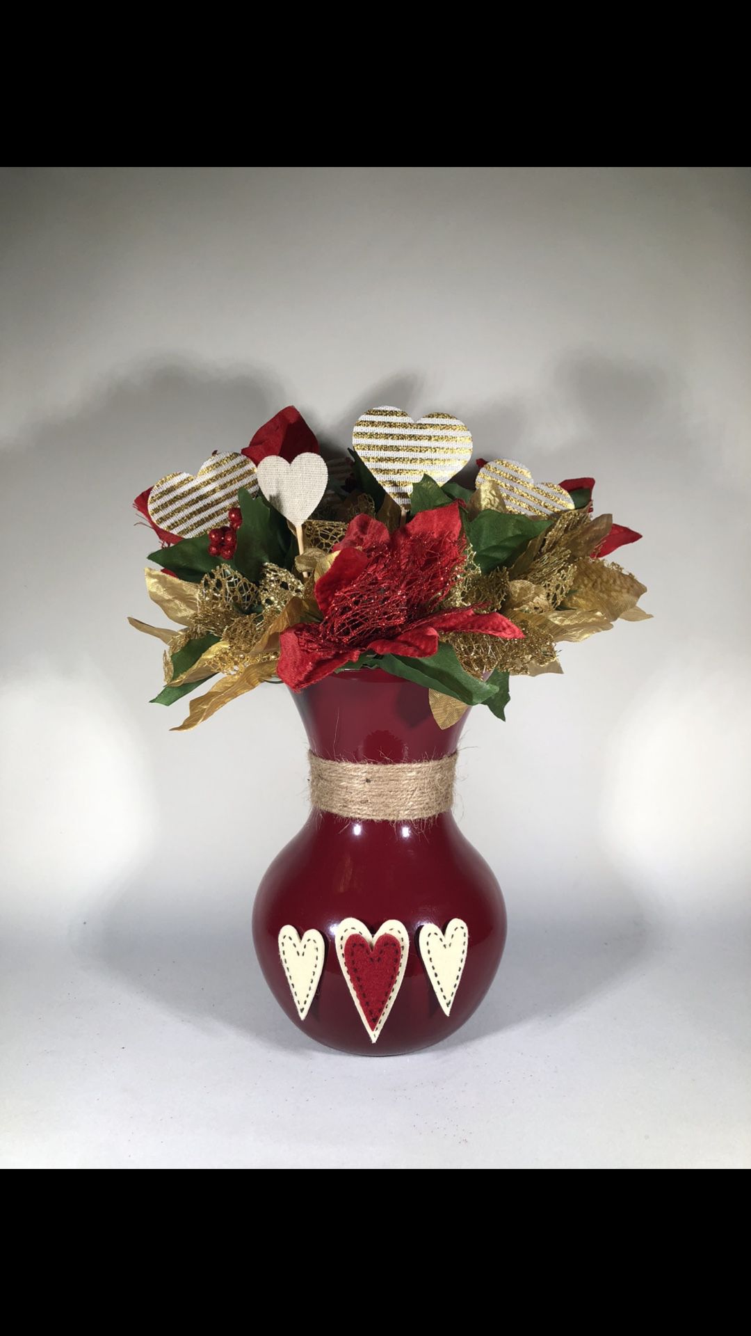 Hand Painted Maroon Flower Vase