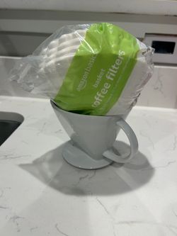 White Starbucks Drip Coffee with filters