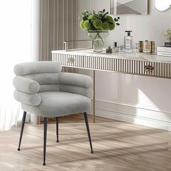 Dining Chair Curved Back Dining Chairs with Black Tapered Metal Legs Grey Accent Chair