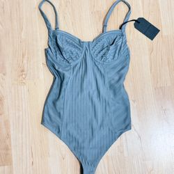 All Saints Women’s Yuni Rib Green Underwire Bodysuit Size 0