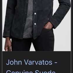 Suede Leather Jacket Black John Varvatos MENS