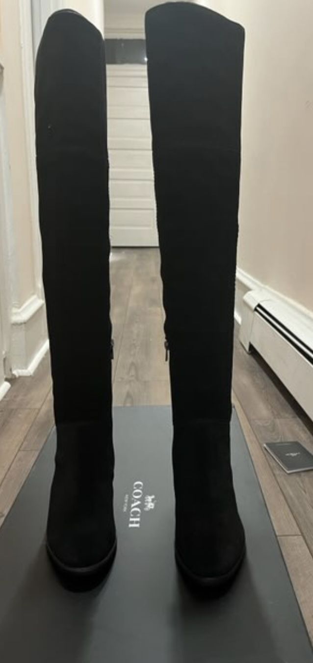 Coach Lucia Suede Boots Size New In Box