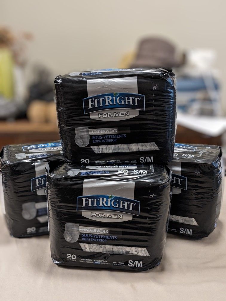 New: 4 pk Fit Right for Men Disposable Underwear S/M