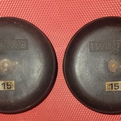 2x 15lbs IVANCO Professional Dumbells 