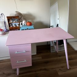 Pink Desk With Two Drawers 