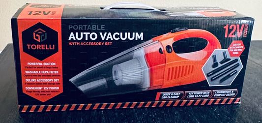 Torelli Portable Auto Vacuum with accessory set. Orange, New
