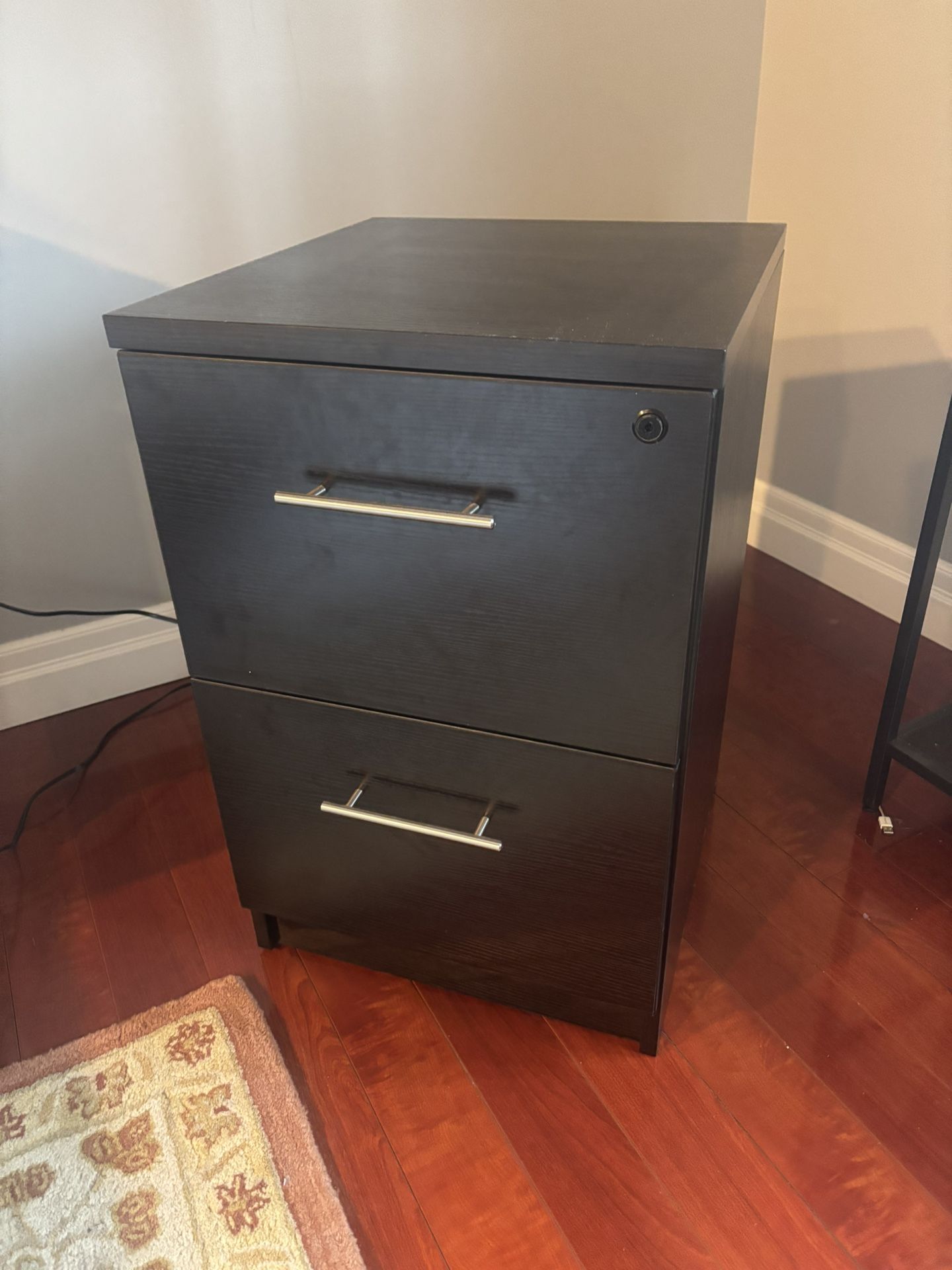 Black 2 Drawer File Cabinet
