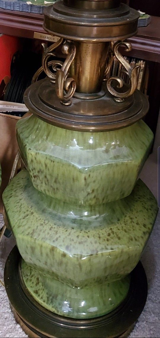Lamps =2/ MCM/ Glass & Brass/ Very Heavy