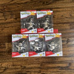 BUNDLE 5-Pack Pokemon 25th Anniversary Silver Figure Series 1 Pikachu Charmander